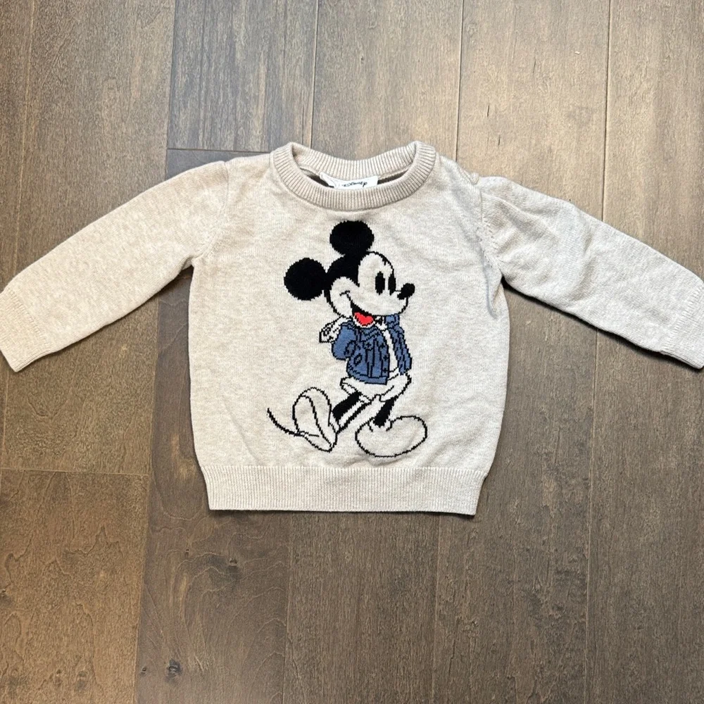 Baby Gap Disney Mickey Mouse 100% Cotton Knit Sweater 12-18 Months Gray